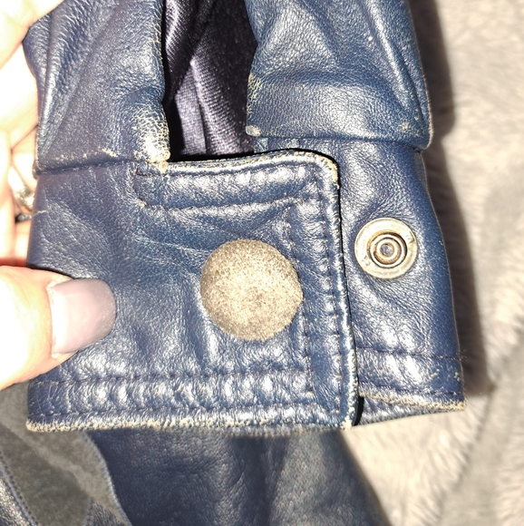 COPY - S (mens) Vintage Braemar by Jeremy Scott Deep Royal Blue Leather Jacket - Picture 8 of 8